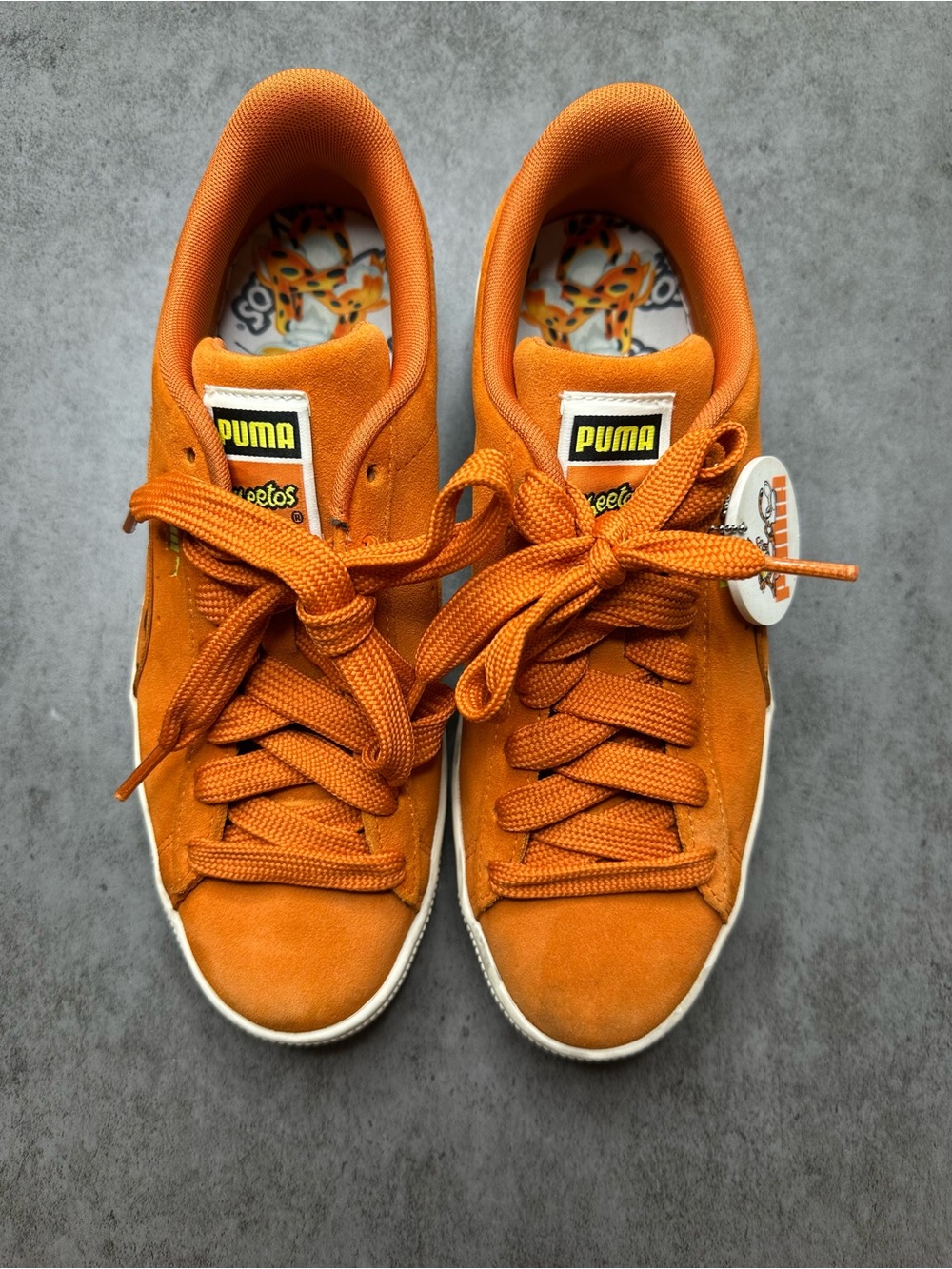 Puma Orange Suede Cheetah-Print Low-Top Sneakers